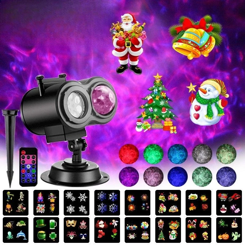 

Snowflake projection light, outdoor atmosphere replaceable pattern scene Halloween Santa light