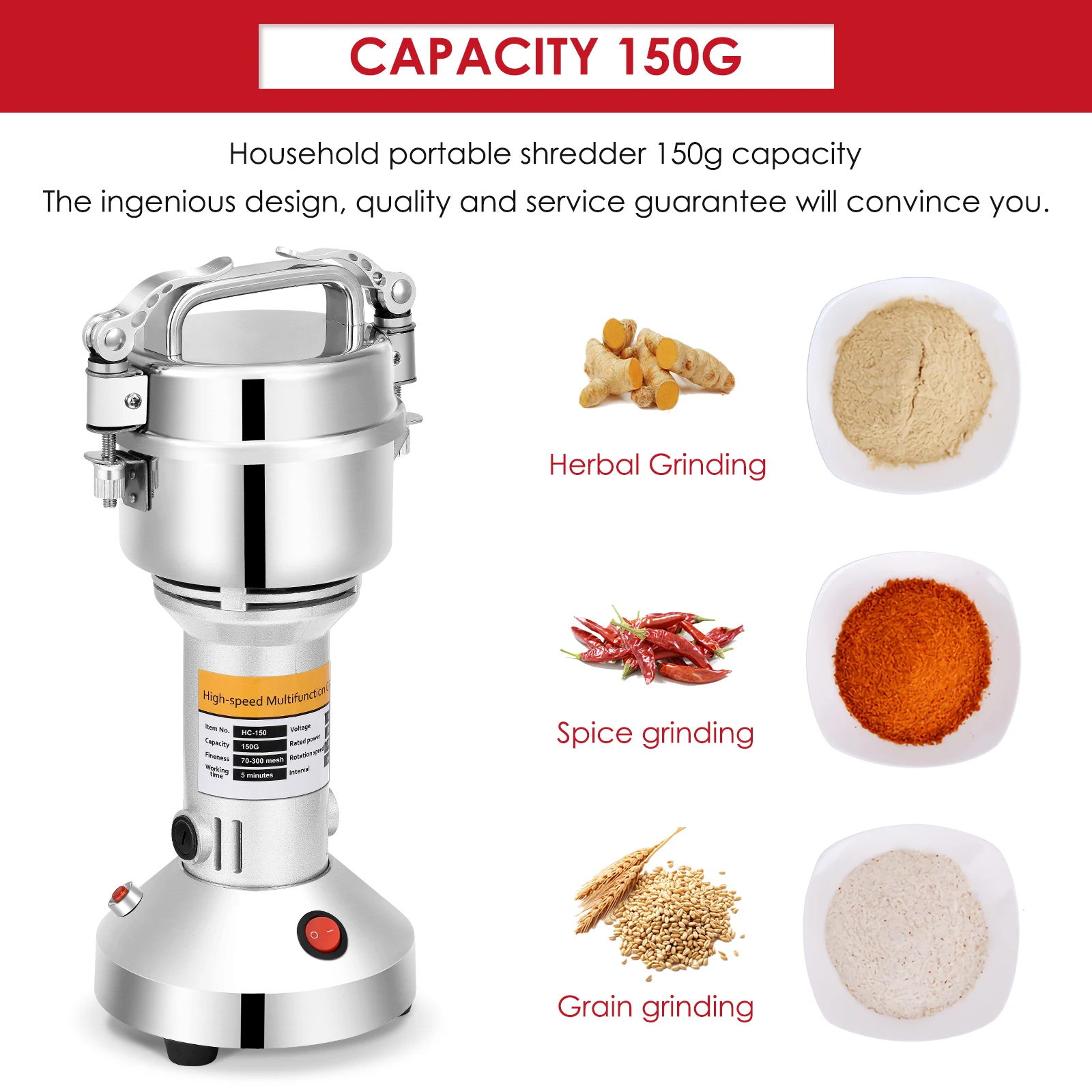 EU STOCK Electric Grain Mill Cereal Grain Grinder 220V Fast Speed Grinder Powder Machine Food Processor For Spice Herb Coffee