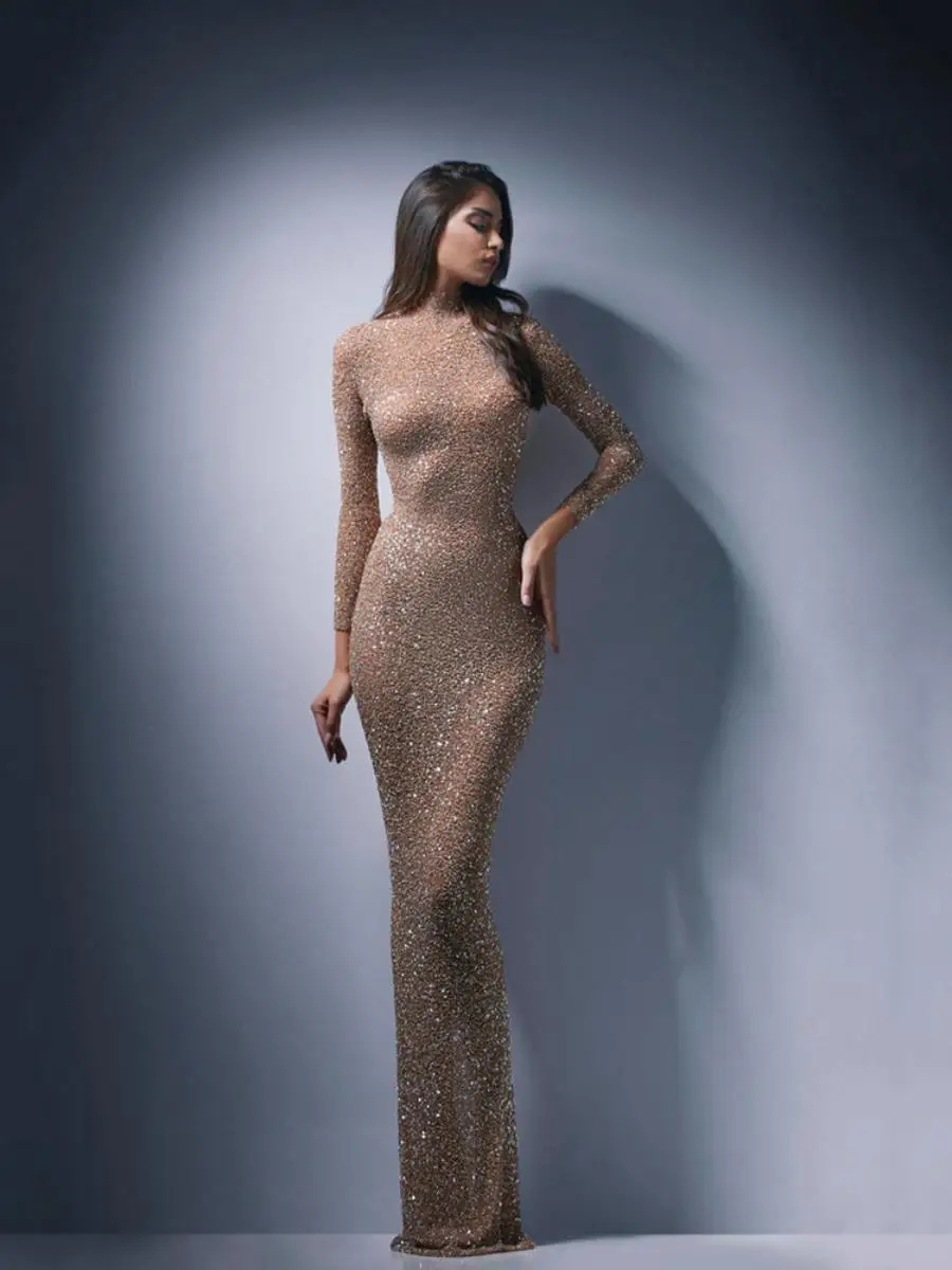 ربيع جديد المرأة ثوب مسائي طويل iny الترتر الدانتيل الدكتور Ele سيدة الكرة الدكتور عالية الخصر البوليستر تنورة طويلة #2