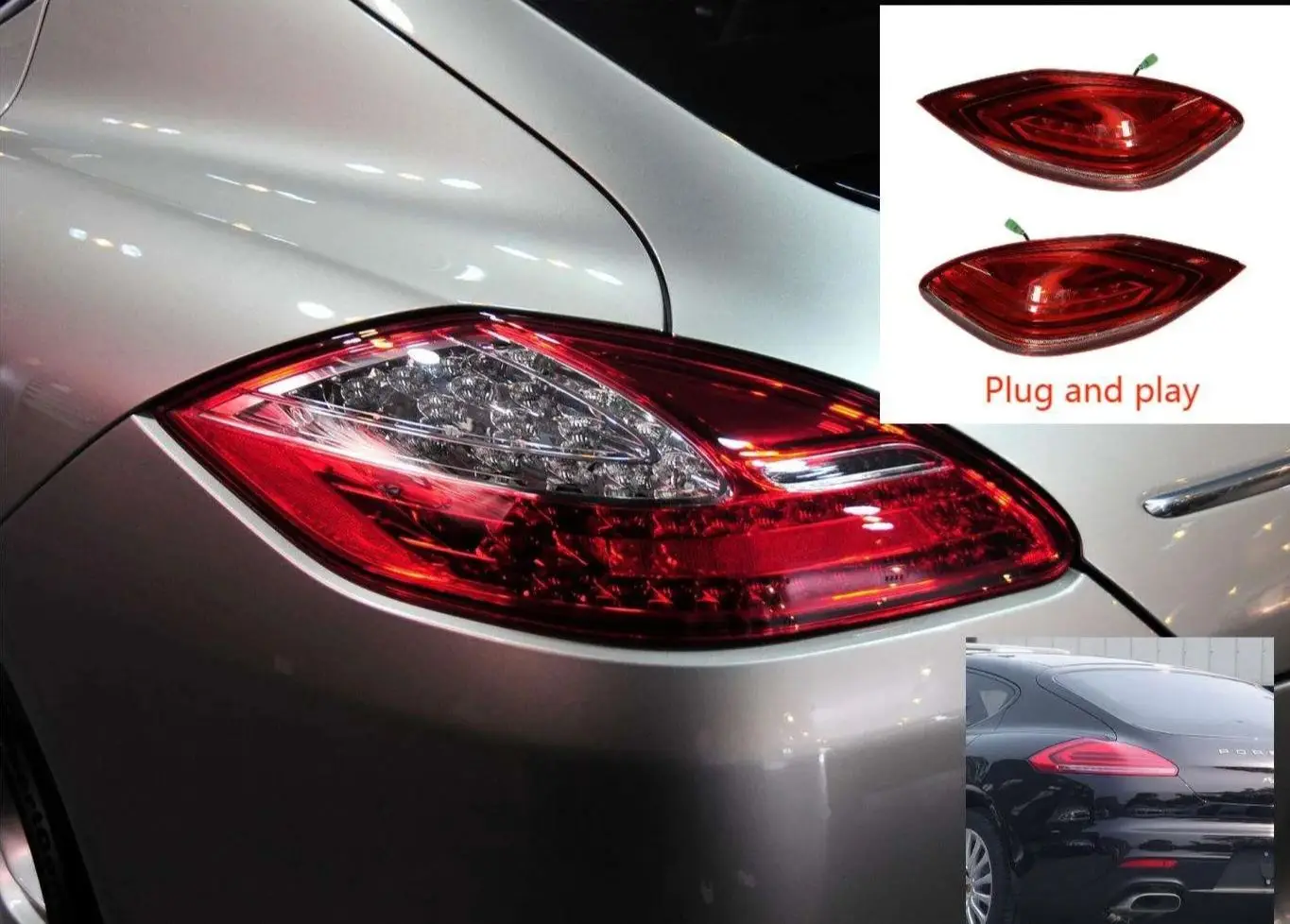 Luzes de cauda LED pretas para Porsche, 970.1 Atualize para 970.2 Panamera 2016 Estilo, Plug and Play sem substituir o pára-choques