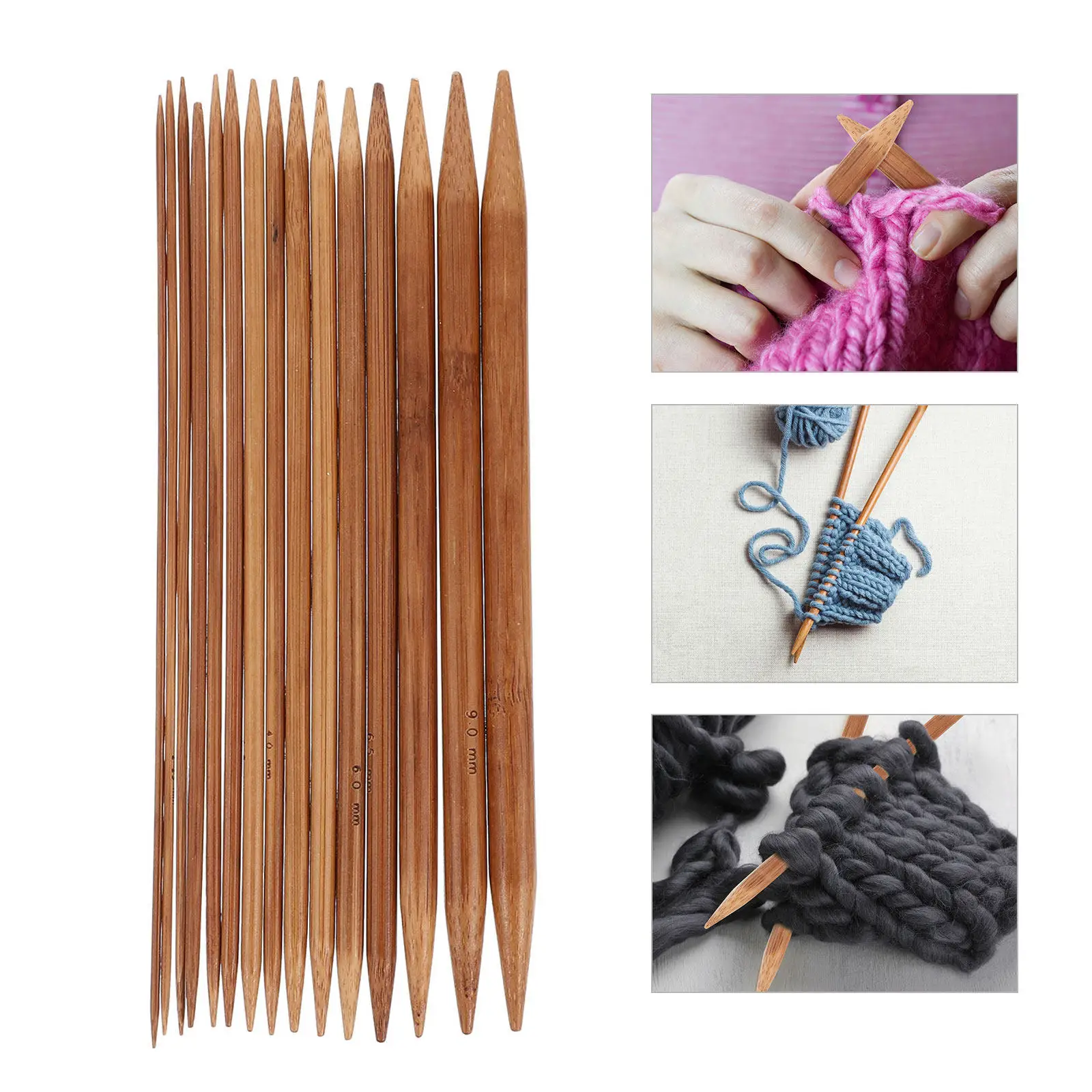 

75Pcs Double Pointed Knitting Needle Set Wood Knitting Tools for Sweater Scarf Handmade Yarn Craft Double Pointed Needle