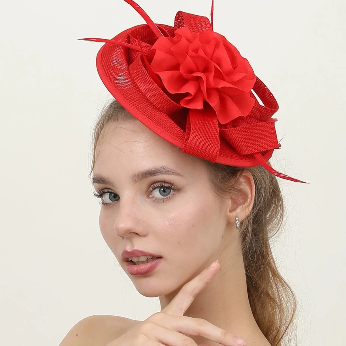

2026 Elegant Hair Drop Fascinator Hat Women Party Hats Bridal Wedding Show Race Millinery Double Layer Mesh Headpiece