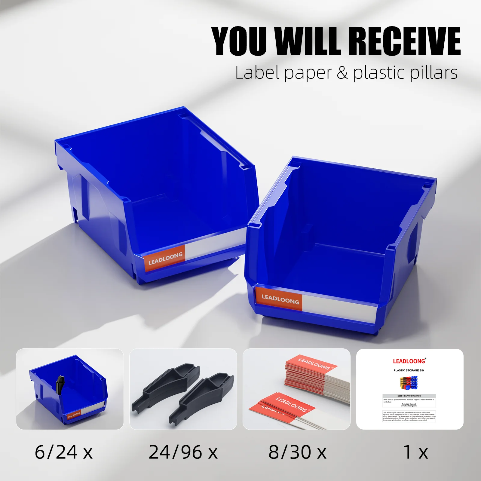 6/24Pcs Stackable/Hanging Garage Containers  Heavy-Duty Organizer Shelf System with Multi-Purpose Design