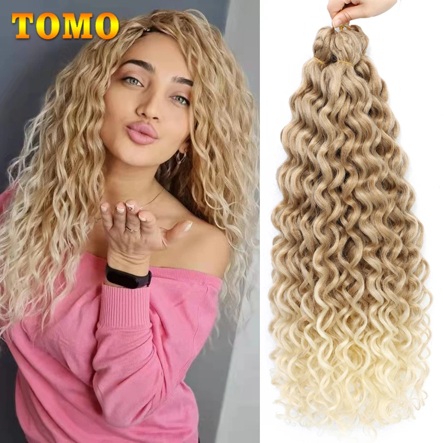 

TOMO 18 24Inch Long Water Wavy Synthetic Crochet Hair Ombre Hawaii Afro Curls Braiding Hair Extensions For Women Ocean Wave Hair