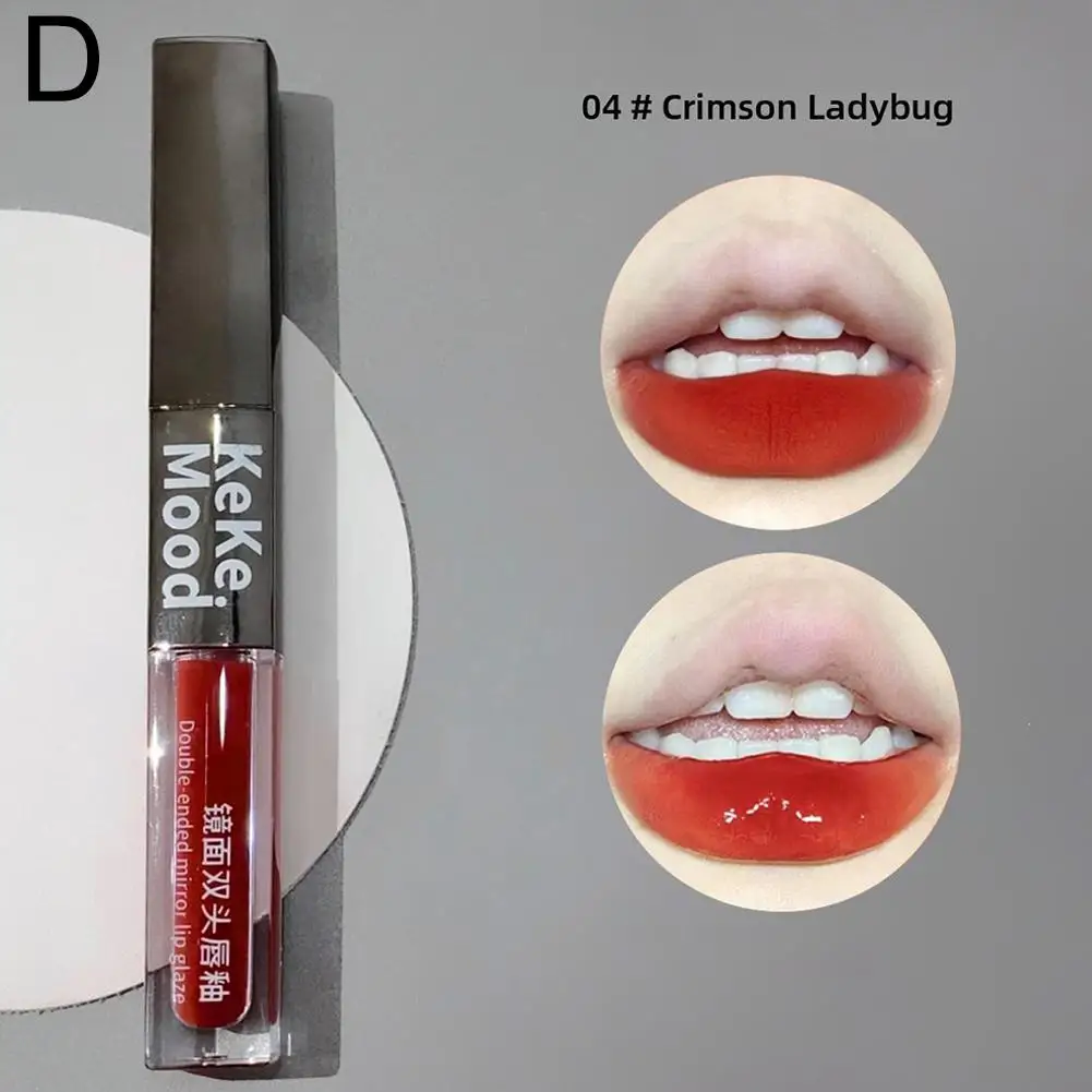 Brilho labial de ponta dupla, brilho labial fosco, sexy, líquido de água, à prova d'água, cosmético duradouro, batom coreano, maquiagem, matiz labial longo c6x9