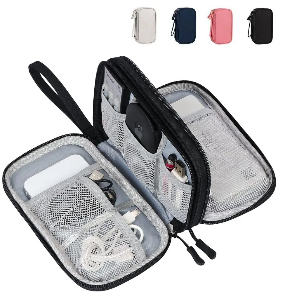 1PC Portable Cable Organizer Waterproof Storage Bag for Power Bank Digital Cable Case Earphone Oxford Cloth Earphone Holder Case