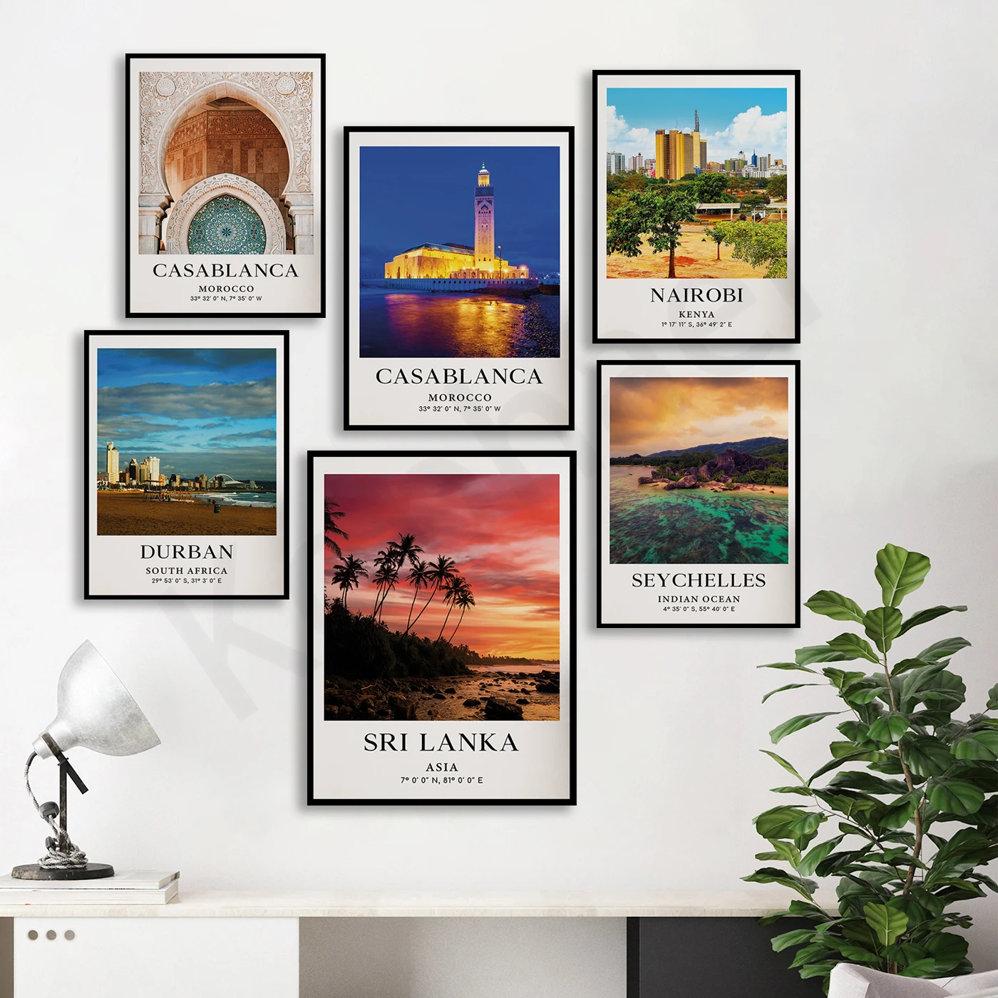 Sri Lanka Nairobi Durban Seychellen Casablanca Stad reizen landschap Home Wall Decor Art Poster