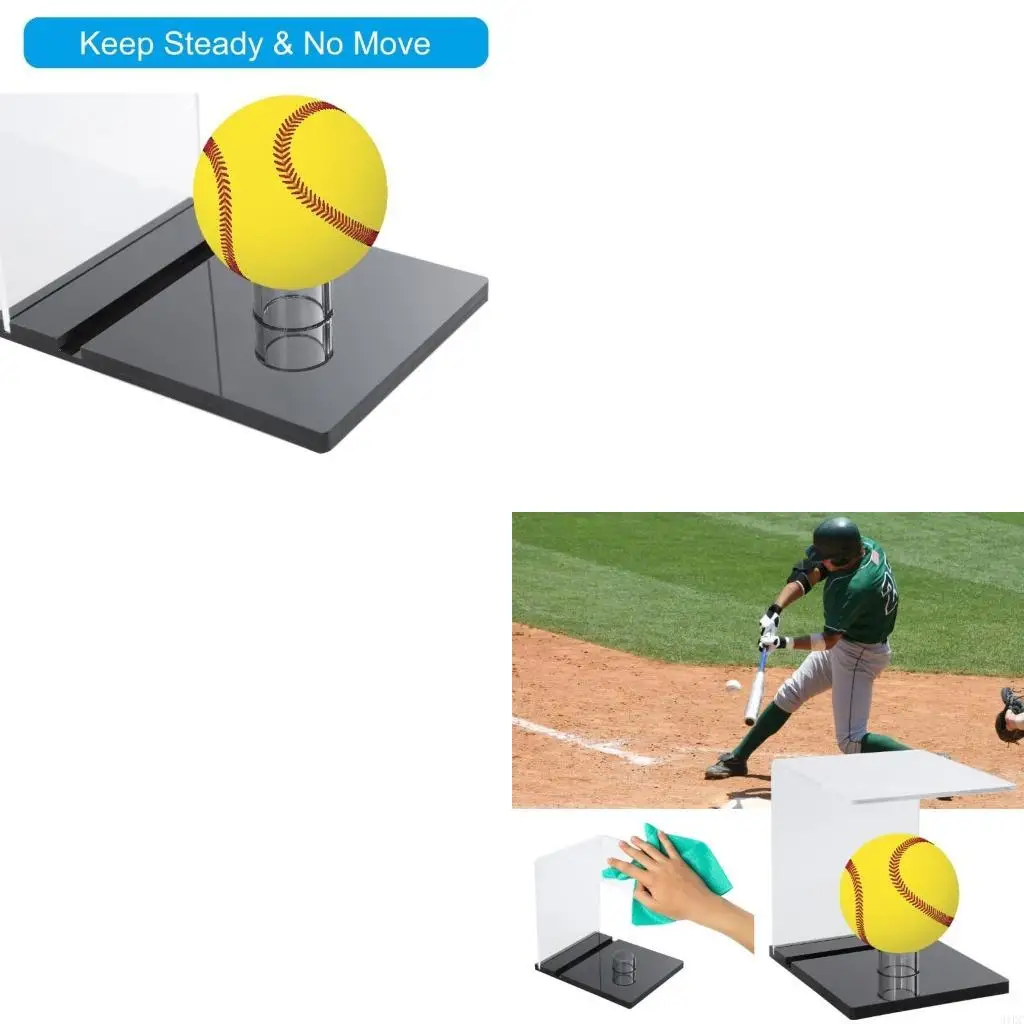 Acrylic Clear Balls Box Autograph Softball Protector Stand Acrylic Clear Balls Box with Base and Card Slot Easy to Use