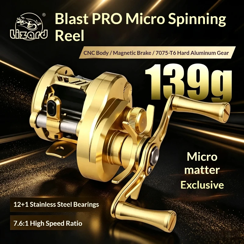 Lizard Storm PRO CNC Magnetic Brake BFS Round Baitcasting Reel Ultralight Fresh Saltwater Stream Trout Micro Lure Fishing Wheel