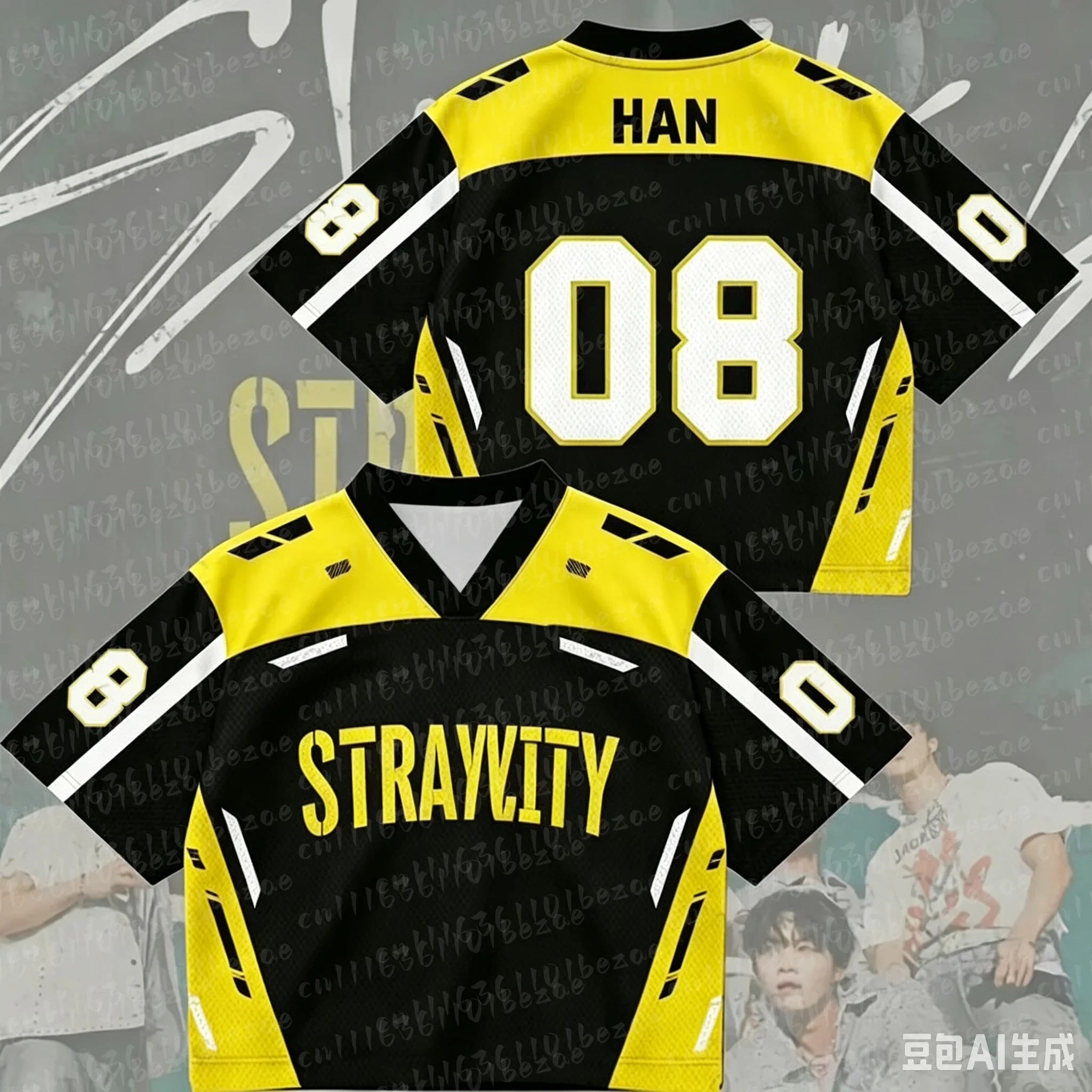 Straycity 2026 World Tour Jersey Fan-Geschenk V-Ausschnitt Modischer Street-Style Kurzarm Felix Lässiges Dünnes Unisex T-Shirt – Detail 8