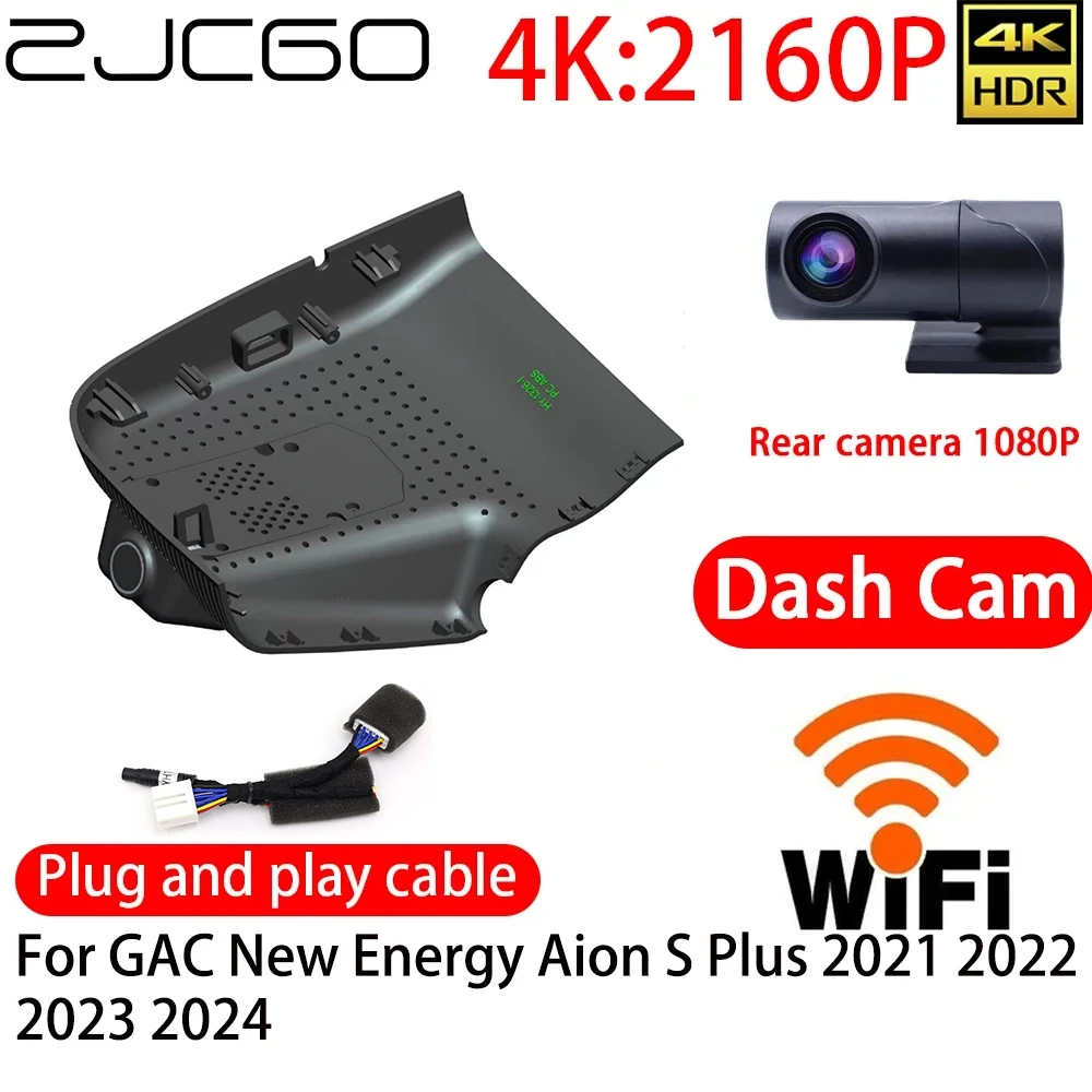 

ZJCGO 4K DVR Dash Cam Wifi Front Rear Camera 24h Monitor For GAC New Energy Aion S Plus 2021 2022 2023 2024