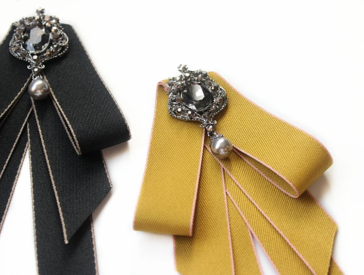 Vintage Fliege Cameo Damen Kopf Diamant Band Quaste Brosche Chic Mädchen Eleganter Schmuck Kragen Pin Mädchen Krawatte Geschenk für Männer – Detail 4