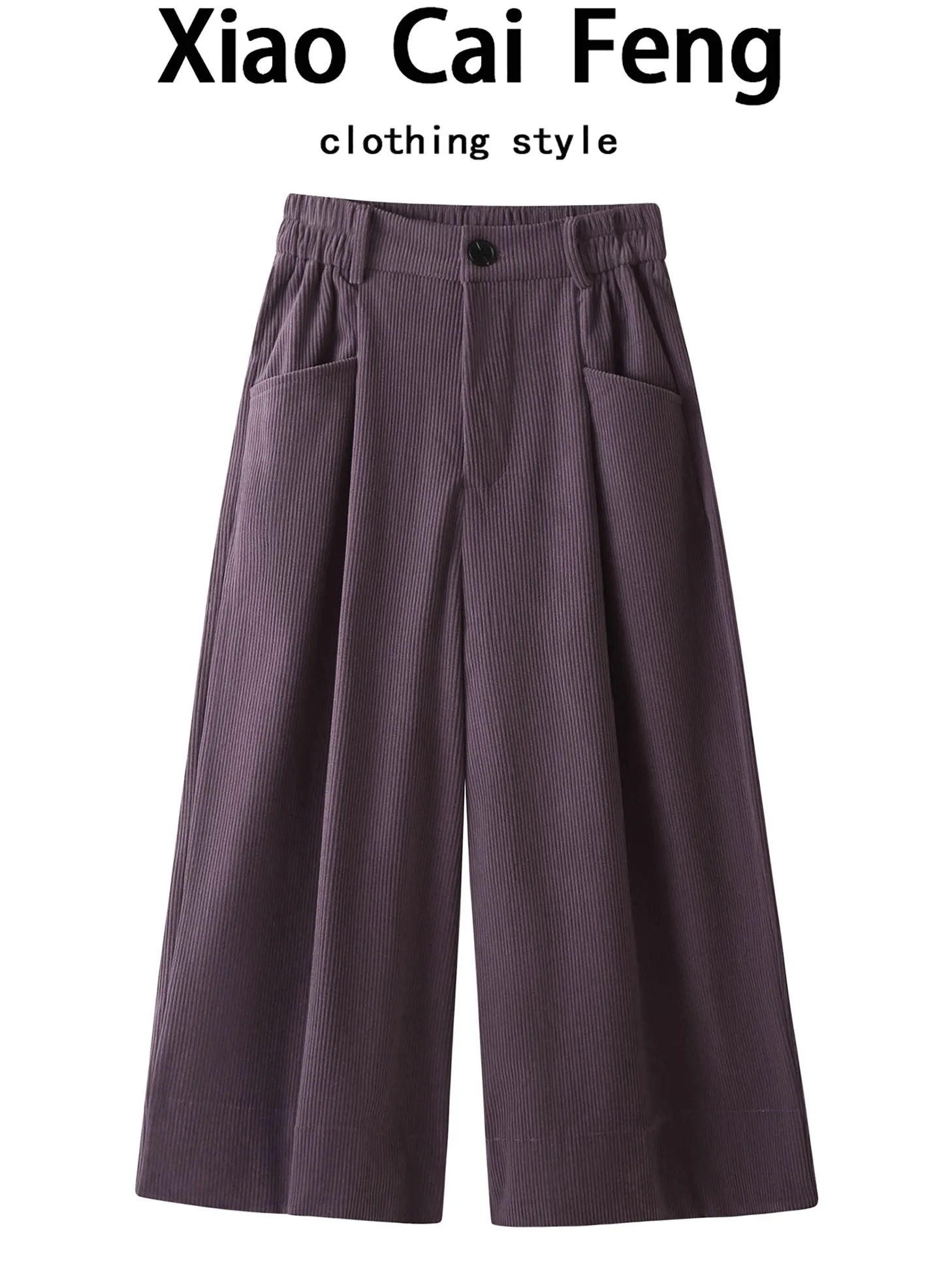 Taille haute pantalon à jambes larges femmes décontracté velours coupe ample automne hiver minceur drapé neuf points pantalons décontractés pantalon ample