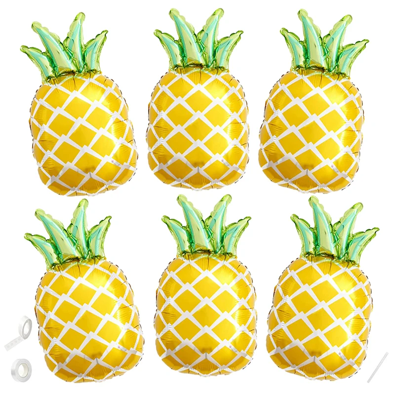 6 Stück 30-Zoll Ananas-Folienballons - Frucht-Ananas-Thema - Geburtstag Hochzeit Sommer Party Dekoration Ballons