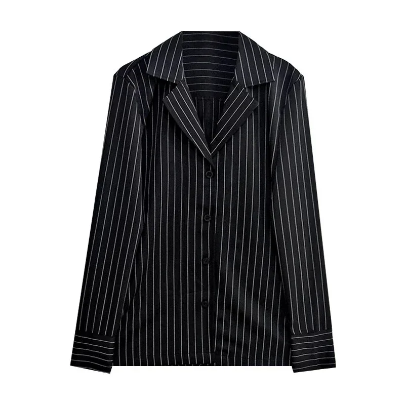 MEXZT Black Striped Blouses Women Korean Sexy V-Neck Slim Shirts Office Lady Fashion Elegant Long Sleeve Tunics Casual Tops New