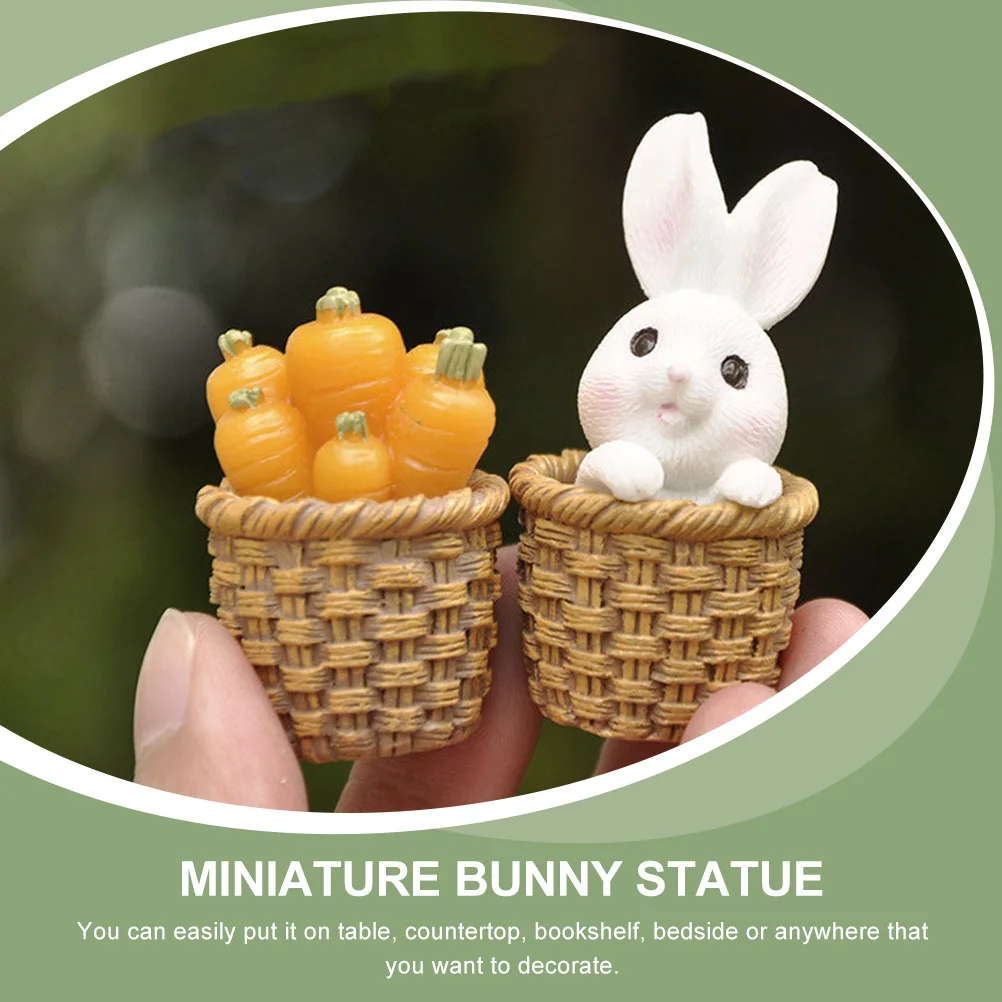 

9Pcs Mini Easter Rabbit Decor Mini Straw Basket Carrot Statue for Kitchen Bedroom Garden Party Decoration Rabbit Statue