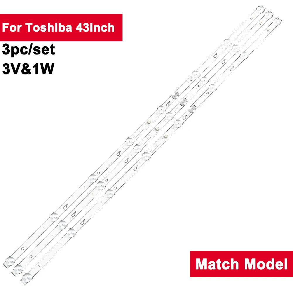 

755mm 3Pcs/Set TV Backlight For Toshiba 43inch JL.D43081330-140FS-M 3V Led Tv Backlights Strip L42E9600 43L2600C 43L26CMC