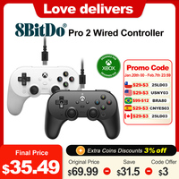 8BitDo Pro 2 Wired Symmetrical Controller for Xbox Series X S, Xbox One, Windows Upgraded with Hall Effect Joysticks & Triggers