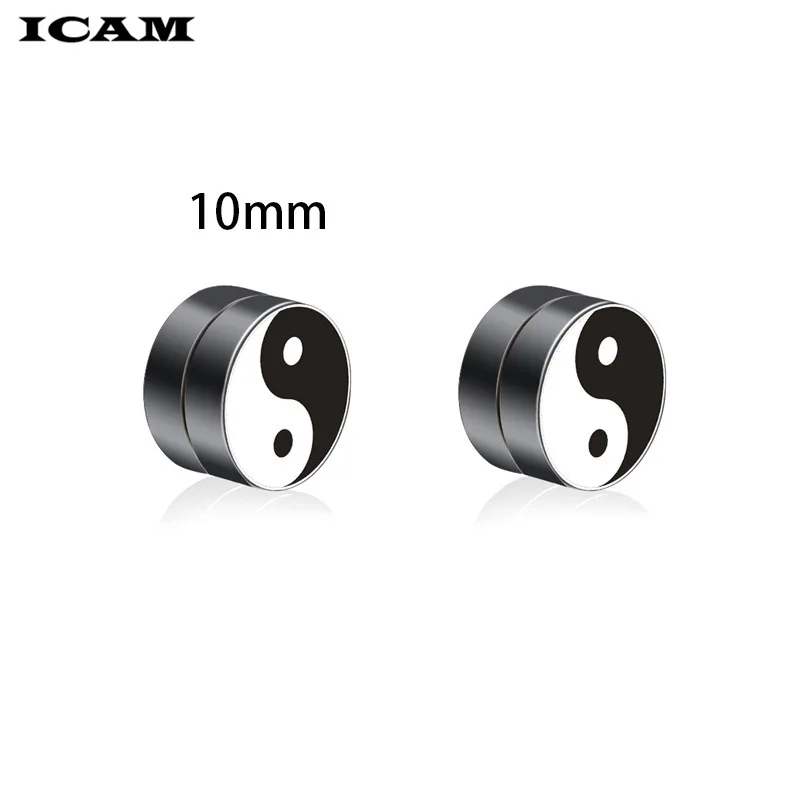 ICAM High Quality Magnetic Stud Earrings For Men 316l Stainless Steel Magnet Taichi Earrings Jewelry for Men and Women