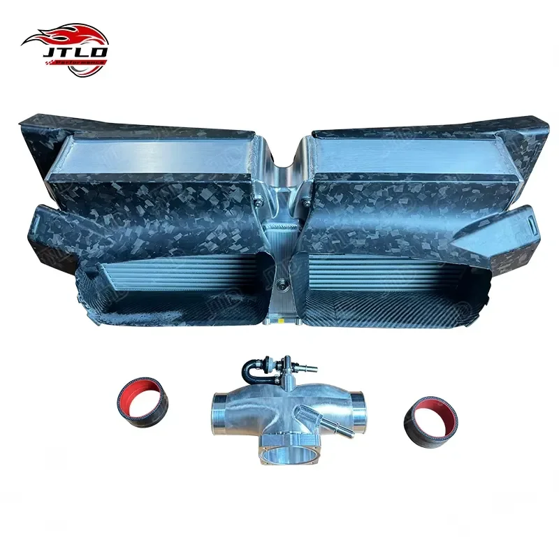 Universal High Performance Intercooler Upgrade Kit Modular Design (Includes Carbon Shield & CNC T-Pipe) High Flow Design