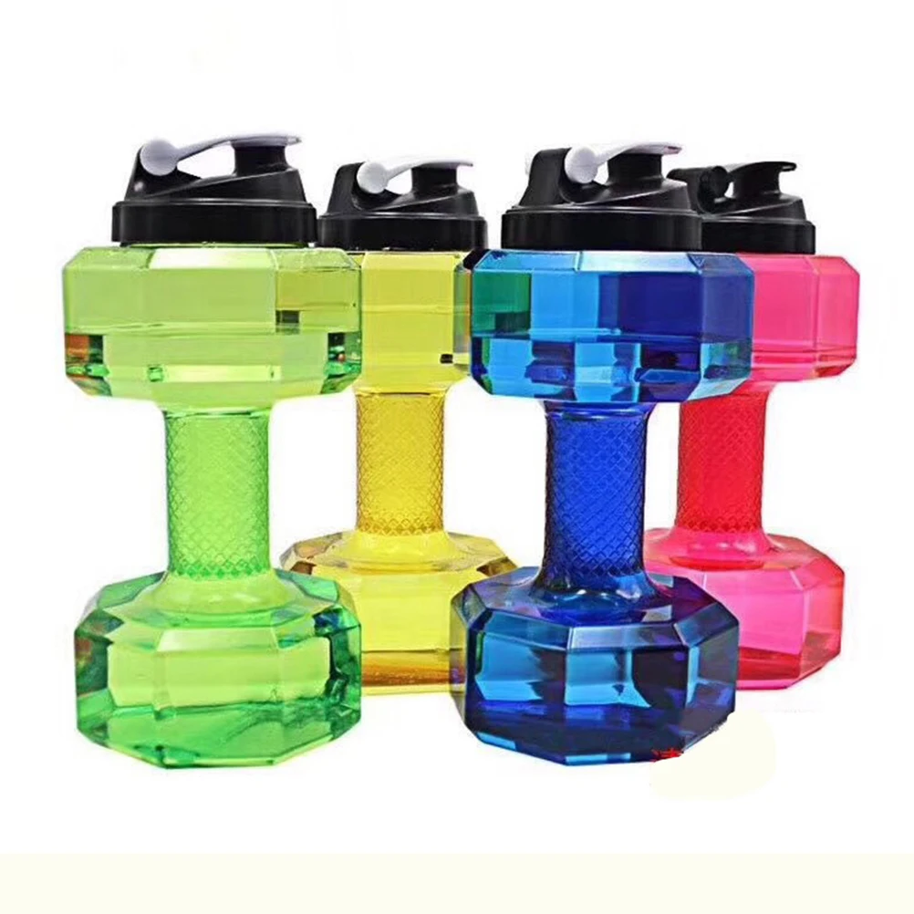 

Dumbbell Shape Water Bottle Portable Sports Kettle Weightlifting Cup Fitness Petg Material Large Capacity Gym Home Travel Use