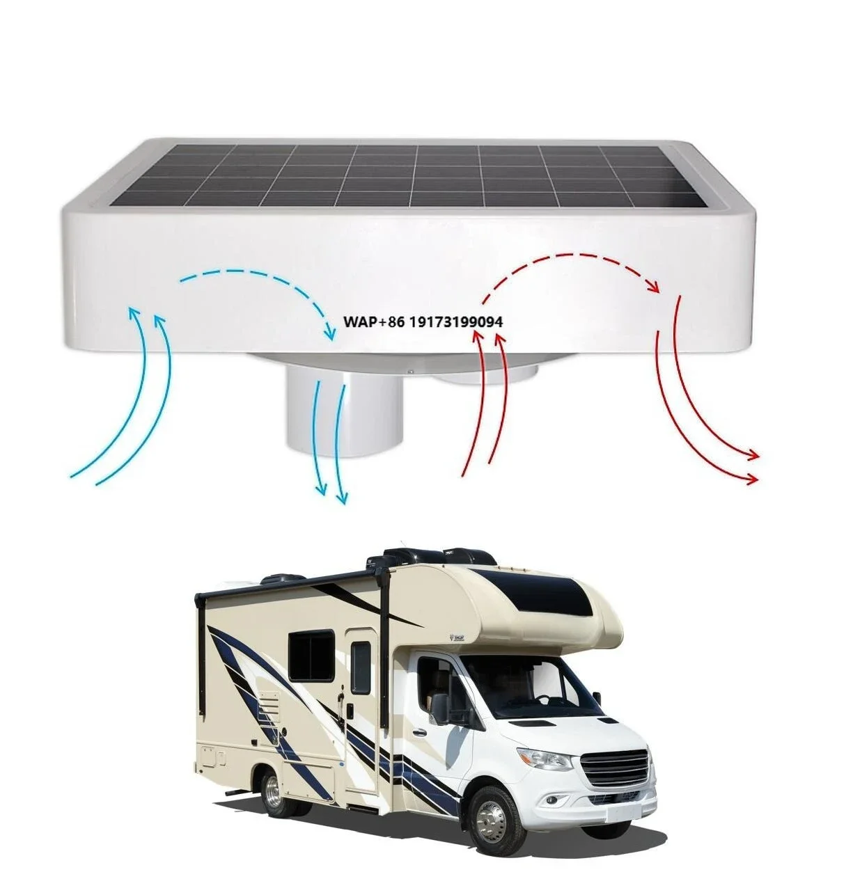 70W Solar Powered Wireless Ventilation Fan Camping RV Roof Vent Fan