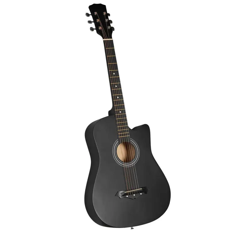 

38-inch Basswood Acoustic Folk Guitar, Matte Black Body