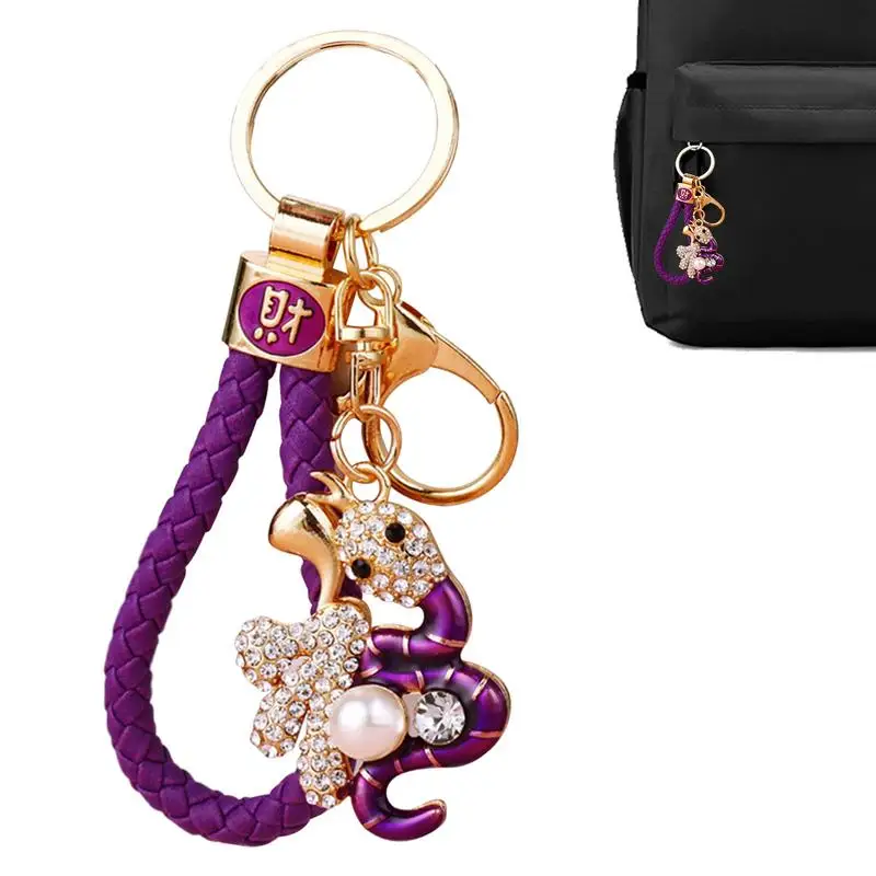 Rhinestones Snake Keychain Snake Year Rhinestone Keychain With Ring Clasp Lucky Funny Snake Serpent Keychains For Keys Backpacks