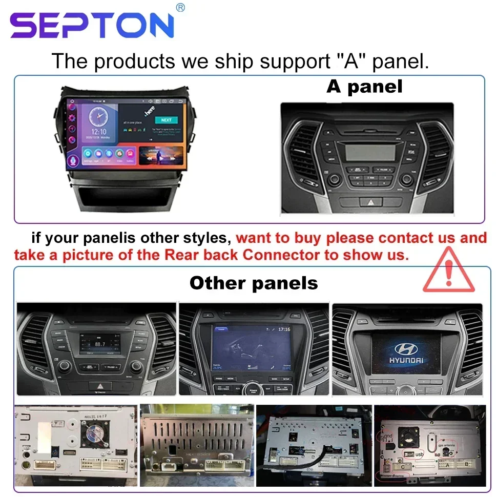 SEPTON Carplay Android Auto Car Radio for Hyundai Ix45 Santa Fe 2013 2014 2015 2016 2017 Naci GPS 4G Net 8core WIFI Radio Player