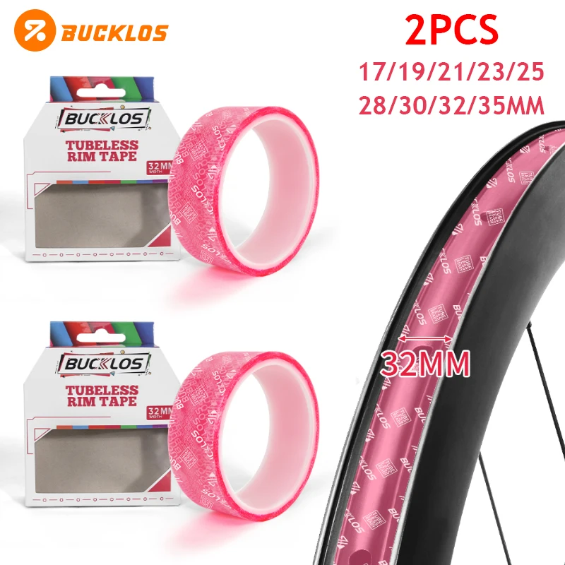 

BUCKLOS 2PC Bike Tubeless Rim Tape 17/19/21/23/25/28/30/32/35MM Bicycle Rim Straps 10M MTB Road Bike Rim Tube Tapes for Wheelset