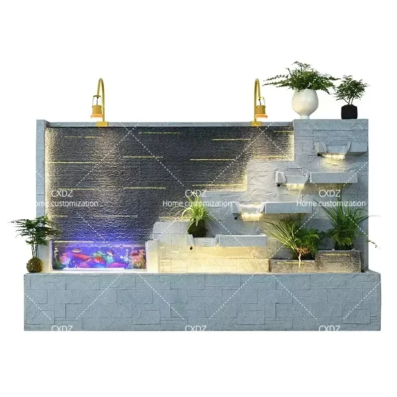 1.1m High Water Curtain Wall Flowing Fountain Feng Shui Fish Tank Landscaping Circulating Water Feature for Balcony Store