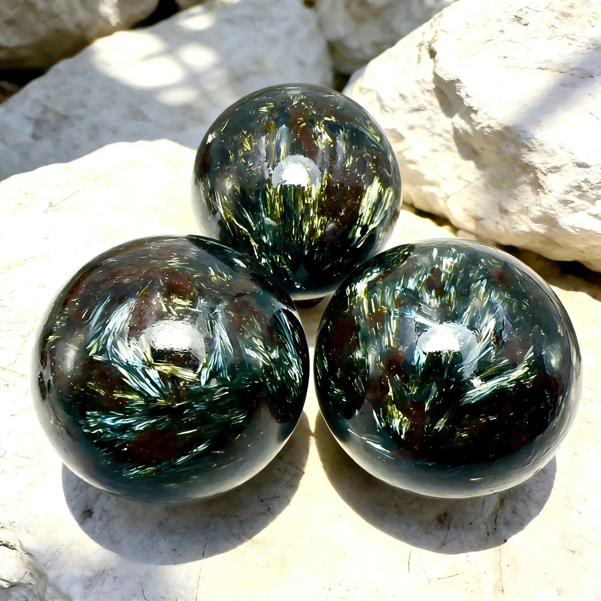 

Natural Blue Astrophyllite Sphere 5-8cm Rare Crystal Ball Polished Stone Healing Feng Shui Home Office Decoration