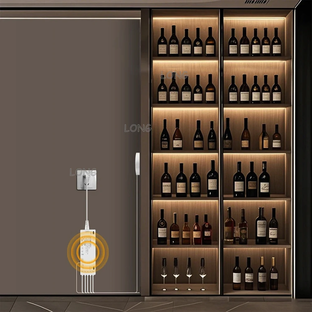 LED Driver with 2-Pin for Wardrobe/Cabinet LED Lights, 12V/24V Wide Voltage 110V-220V Power Supply, Full Load & Accurate Wattage