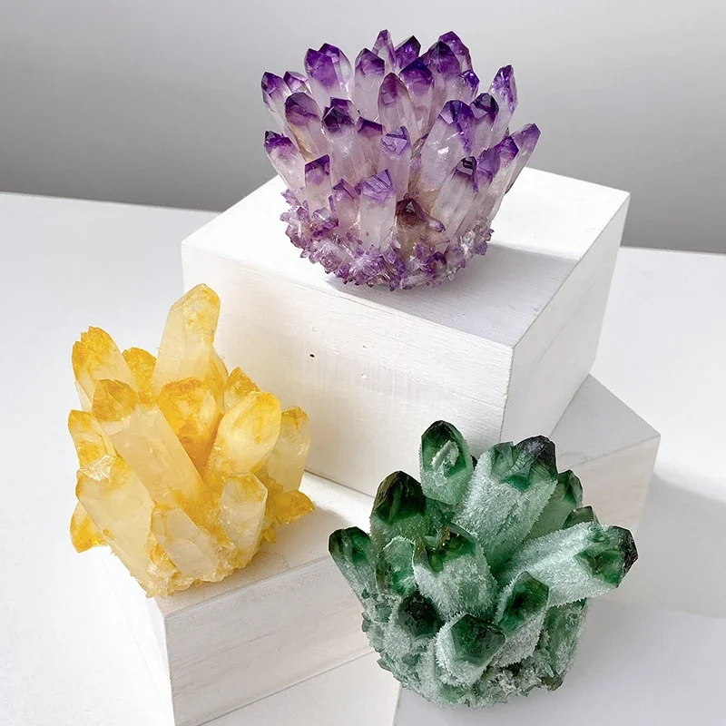 

Natural Crystal Cluster Ornament Crystal Raw Stone Demagnetization Ornamental Crystal Cluster Desktop Handicraft Ornament