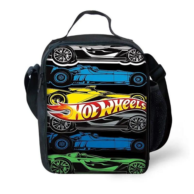 Dessin animé Hot Wheels voitures enfant isolé grande capacité sac pour garçon fille étudiant pique-nique en plein air réutilisable refroidisseur thermique boîte à déjeuner