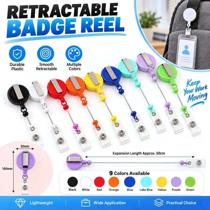 2-3 Pcs Retractable Badge Holders Clips For  Id Badge Reel With Belt Clip  Id Card Chain Clips School Student Office