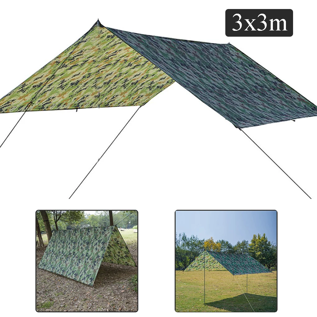 

3x3m Outdoor Awning Large Waterproof Tarp Tent Shade Ultralight Garden Canopy Sunshade Camping Picnic Mat Beach Sun Shelter