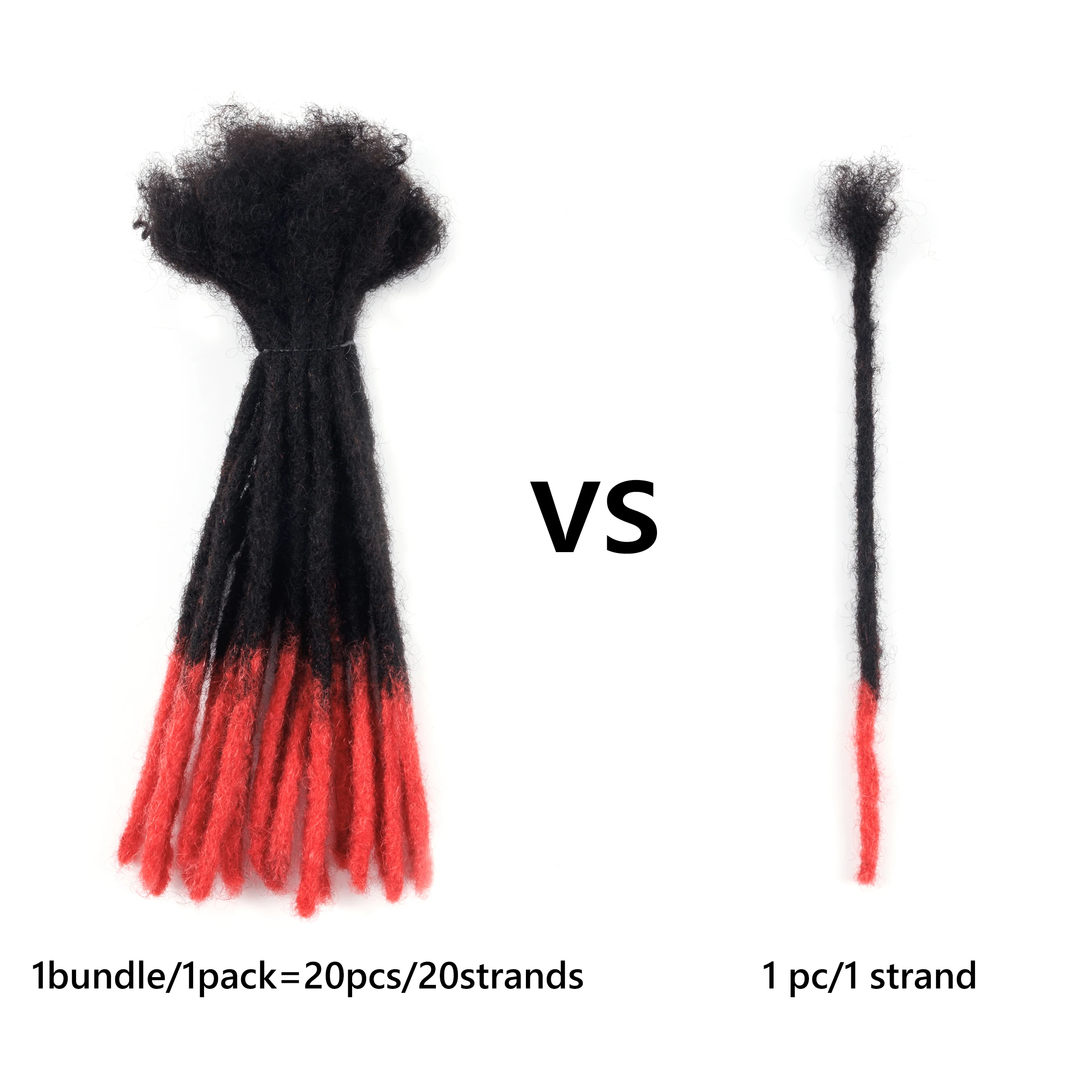 20 فروع/حزمة لون قابل للتخصيص عادي Locs 100% شعر بشري حقيقي قوي ولا عرضة كسر ملحقات قفل الرهبة اليدوية