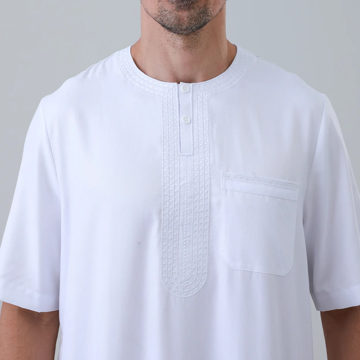 Jubah Muslim Lelaki Lengan Pendek Putih - usage example