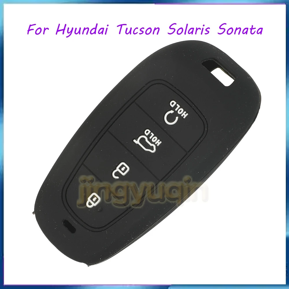 Jingyuqin 4 Buttons Silicone Car Key Case For Hyundai Tucson Solaris Sonata Hybrid NEXO NX4 ix35 i40 i30 Santa Fe