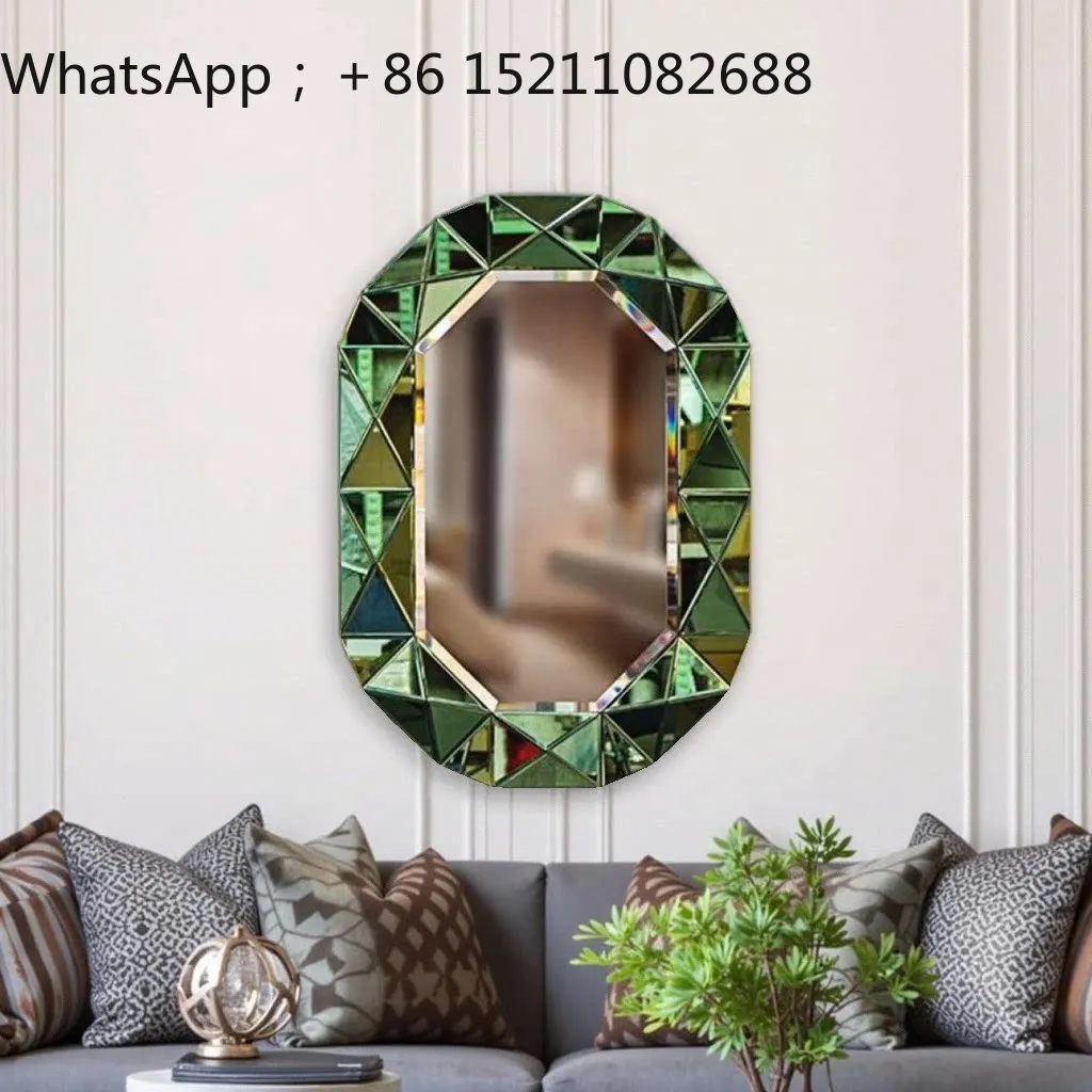 LLY bathroom modern stereoscopic bathroom porch wall mirror gem green decorative mirror