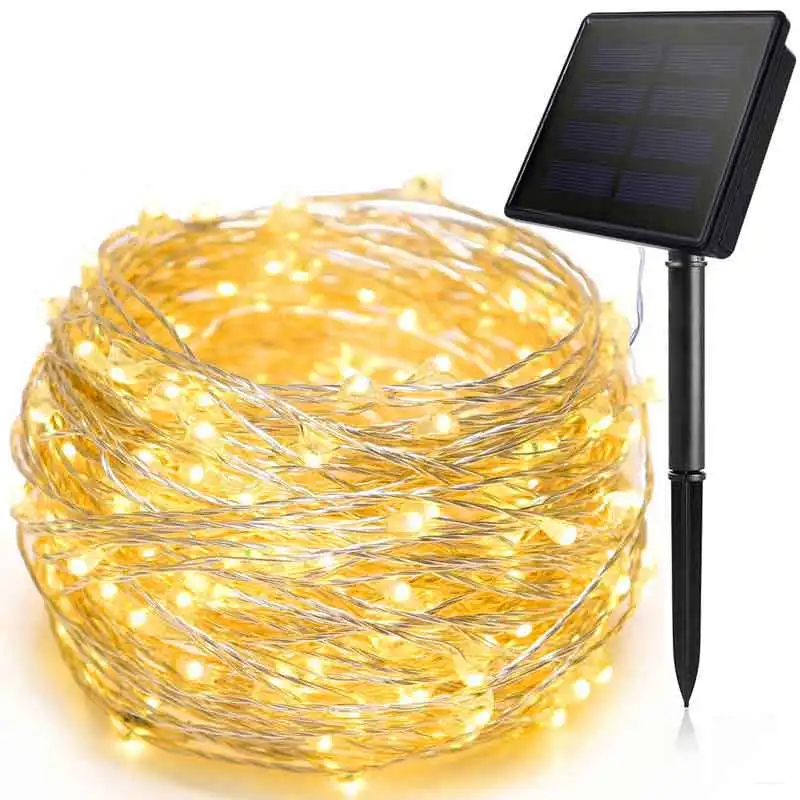 

7M~42M Solar Power Fairy String Lights, Waterproof, Copper Wire, Christmas Party Garland, Outdoor Garden, Wedding