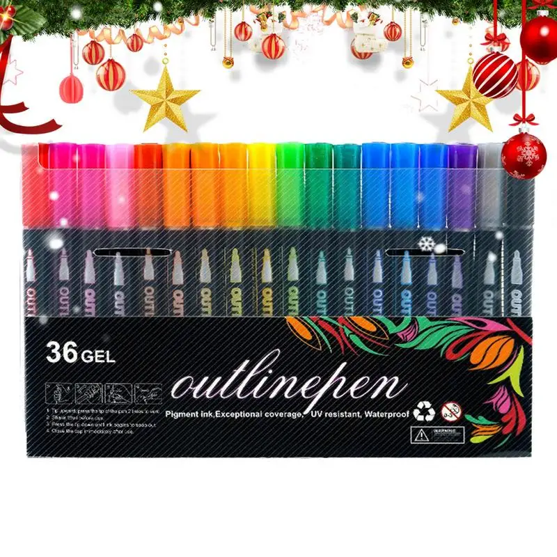 Coloring Graffiti Pens Double-Lines Graffiti Markers For Drawing Shimmer Drawing Highlighter Pens For Crafts Scrapbooks Photo