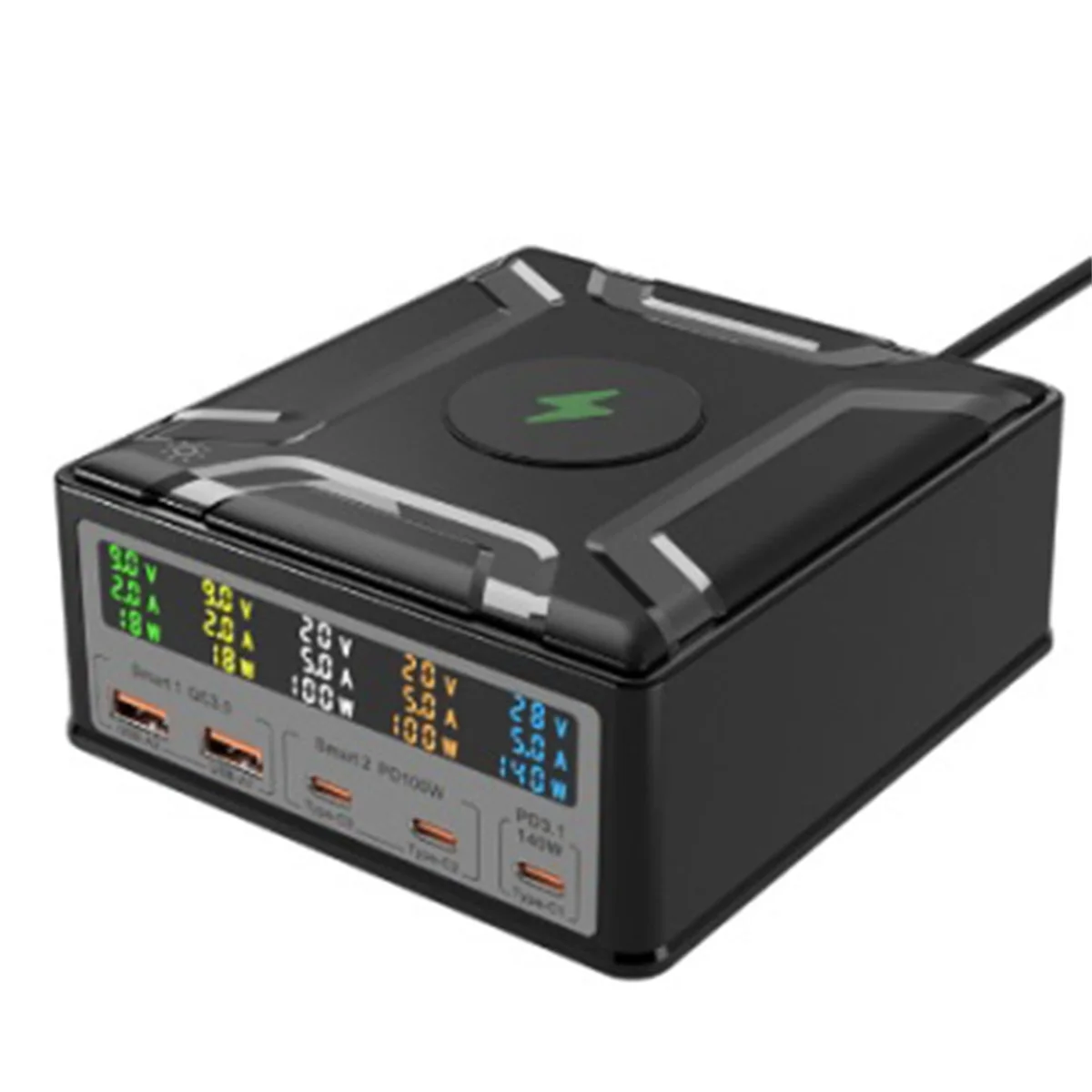 Sust-a260W USB C GaN chargeur sans fil PD3.1 QC3.0 chargeur rapide PPS 5 ports charge rapide pour MacBook Pro iPhone EU