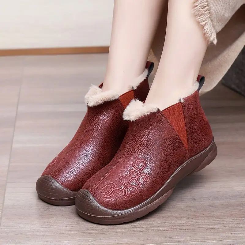 

Women's 2025 New Arrival Winter Thickened Fleece Lined Snow Boots Waterproof Warm Cotton Shoes Comfortable Flat Mom Boots ﻿