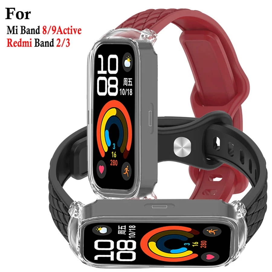 3D силиконовый ремешок для Mi Band 9 8 Active Watchband для Xiaomi Smart Band 8 Active для Redmi Band 3 2, ремешок на запястье с чехлом для ПК 3D силиконовый ремешок для Mi Band 9 8 Active Watchband для Xiaomi Smart Band 8 Active для Redmi Band 3 2, ремешок на запястье с чехлом для ПК