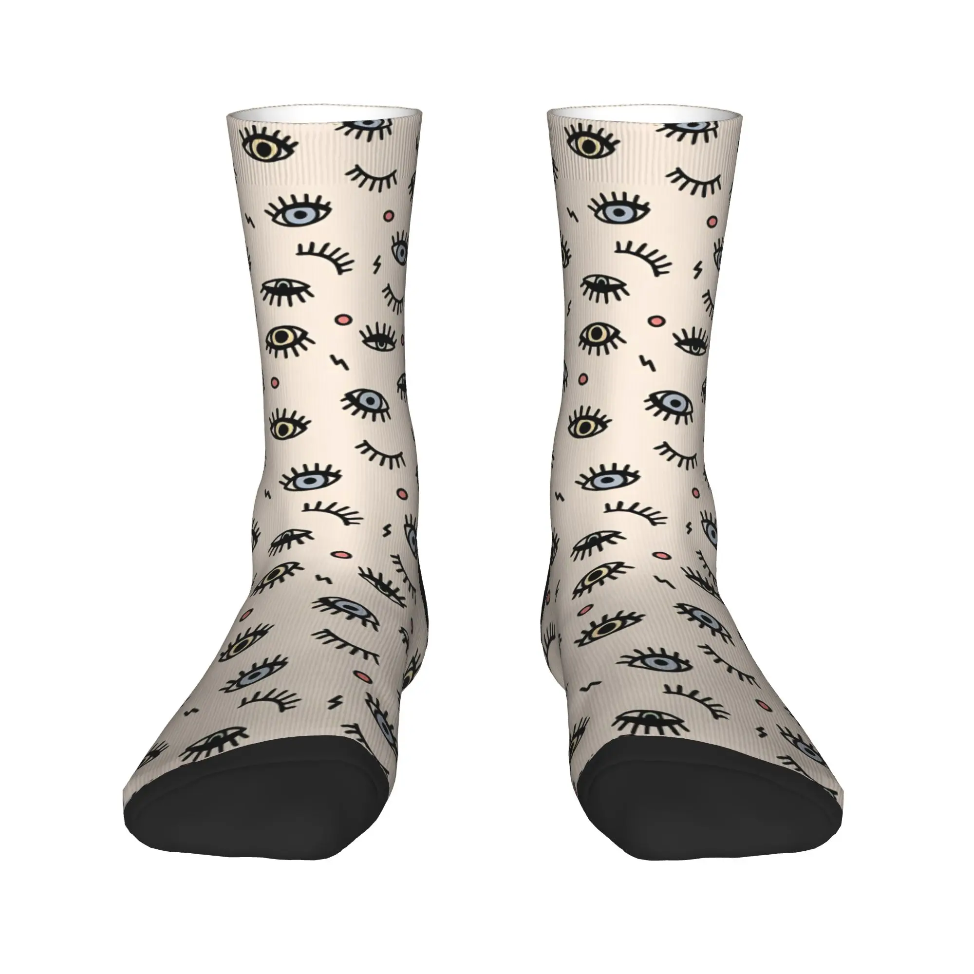 Happy Funny Men's Socks Crazy Closed Eyes Pattern Sock Polyester  High Quality Women Stockings Spring Summer Autumn Winter,