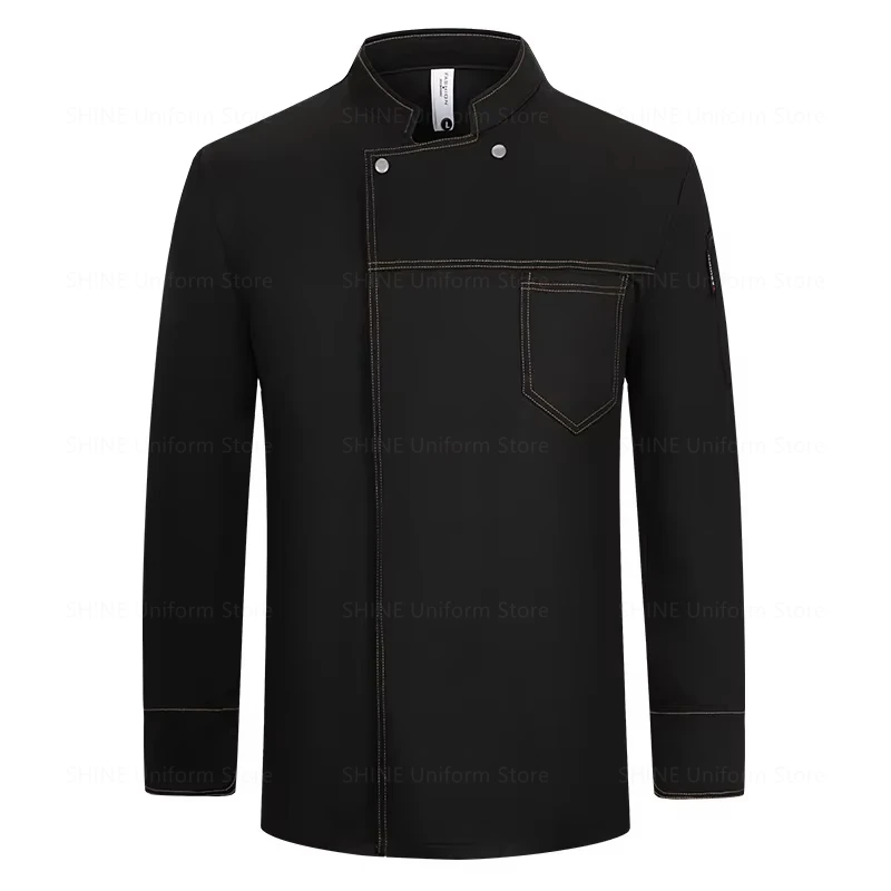 長袖シェフジャケットとエプロン付き メンズシェフユニフォーム レストランコックコート シェフTシャツ 作業服 ウェイター ホテル服 ロゴ入り