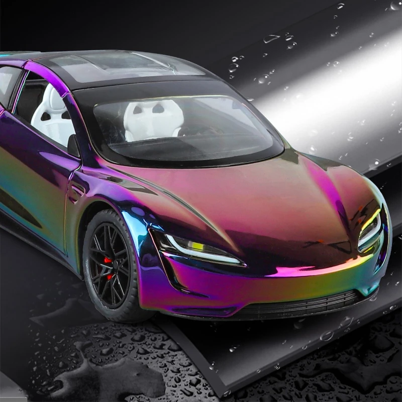 1:24 Roadster Alloy Diecast Sports Car Model Toy Simulation Sound and Light Vehicle Pull Back Toys For Children Gifts