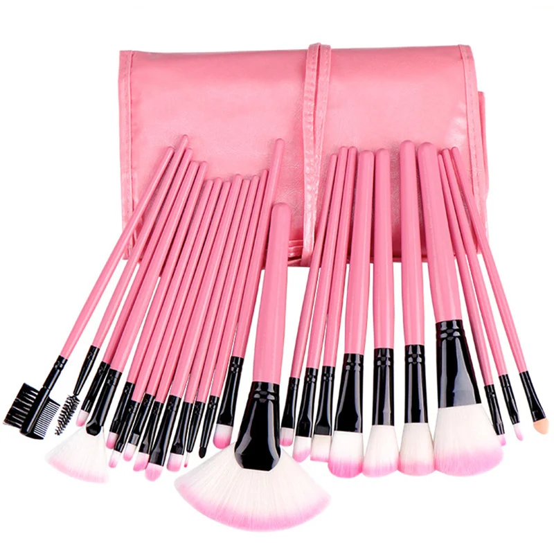 

24 Pcs/set Billiant in color bicolor gradient fur soft and delicate metal ferrule Professions cosmetic brush With Cosmetic Bag